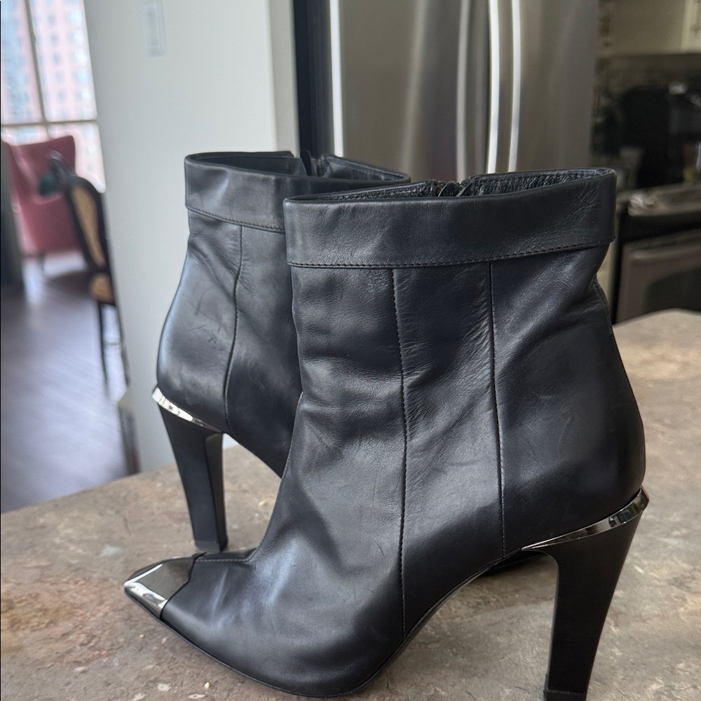 Elegant Black Leather Ankle Boots